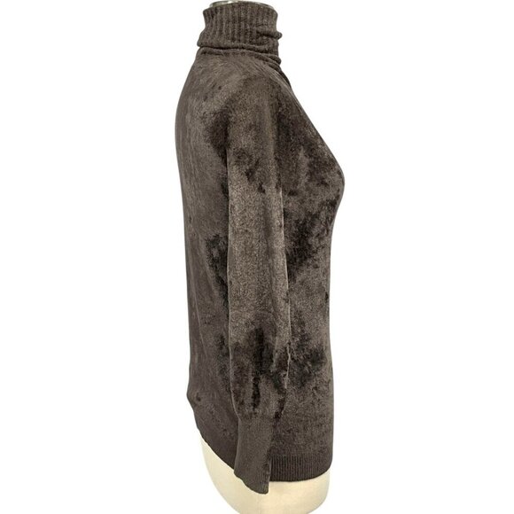 Transit Par Such Velvet Turtleneck Sweater Brown Size M Long Sleeve Lightweight - Picture 5 of 9